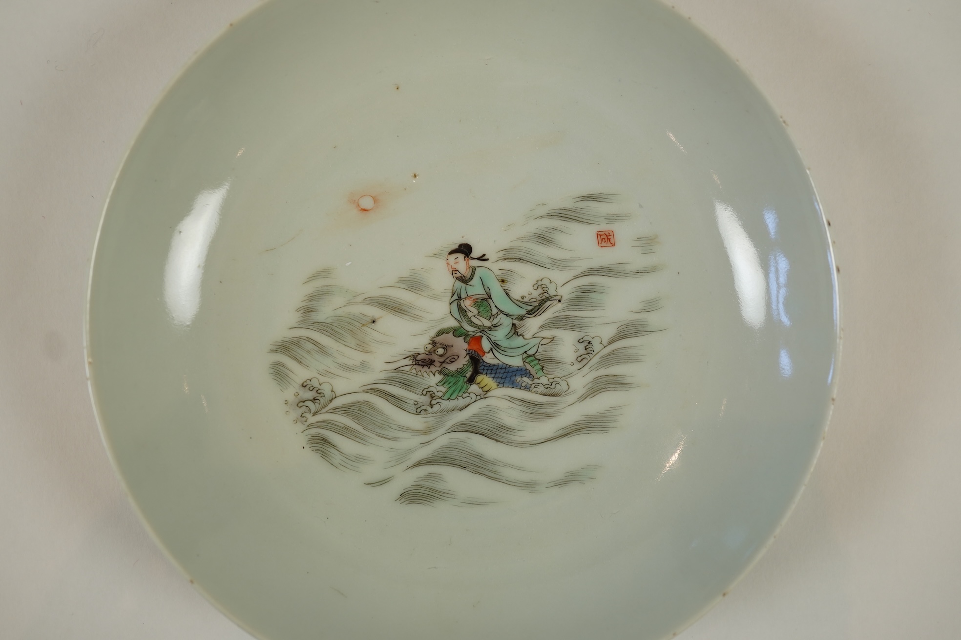 A Chinese famille verte dish, Xuande mark but later